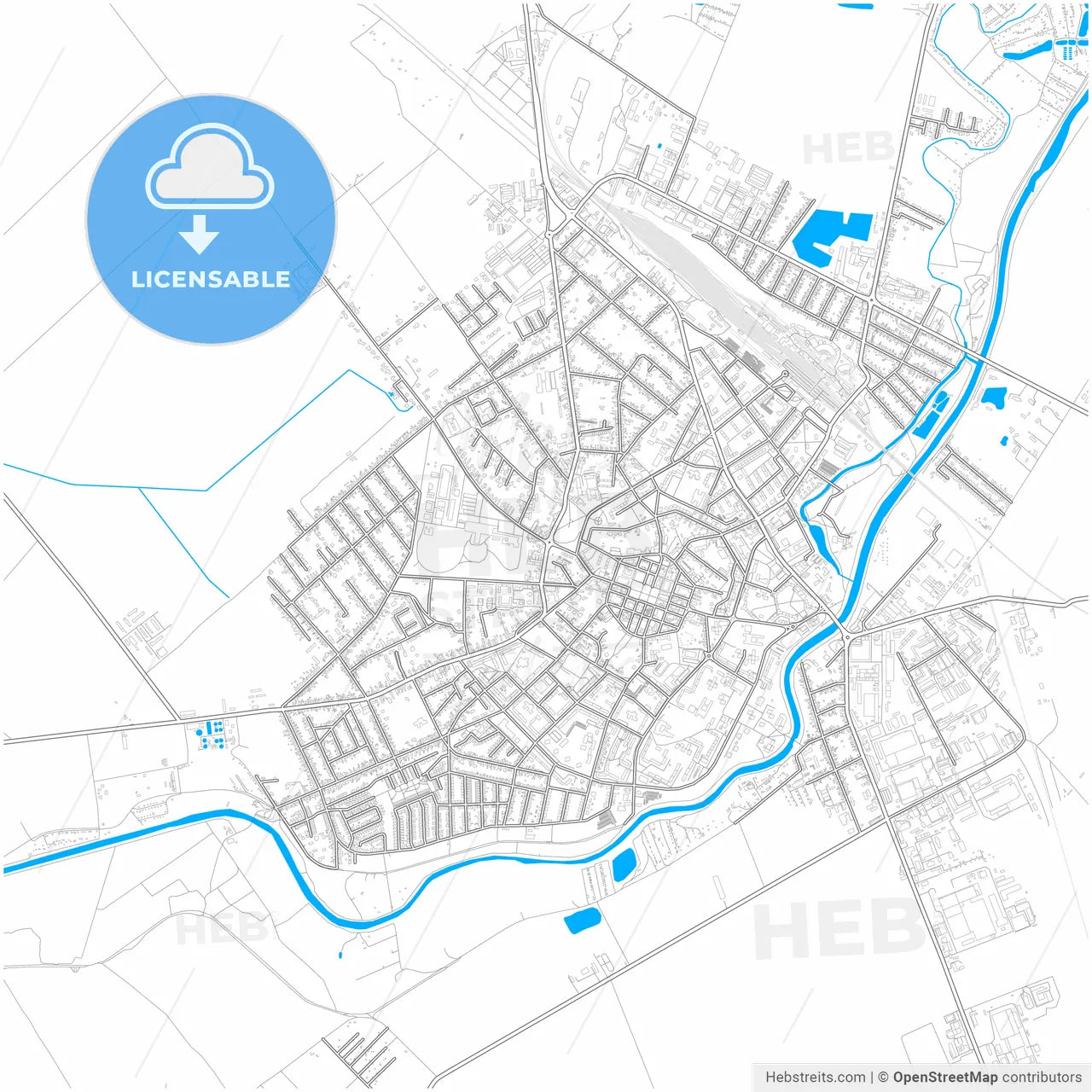 Nové Zámky, Nitra Region, Slovakia, city map with high resolution roads.