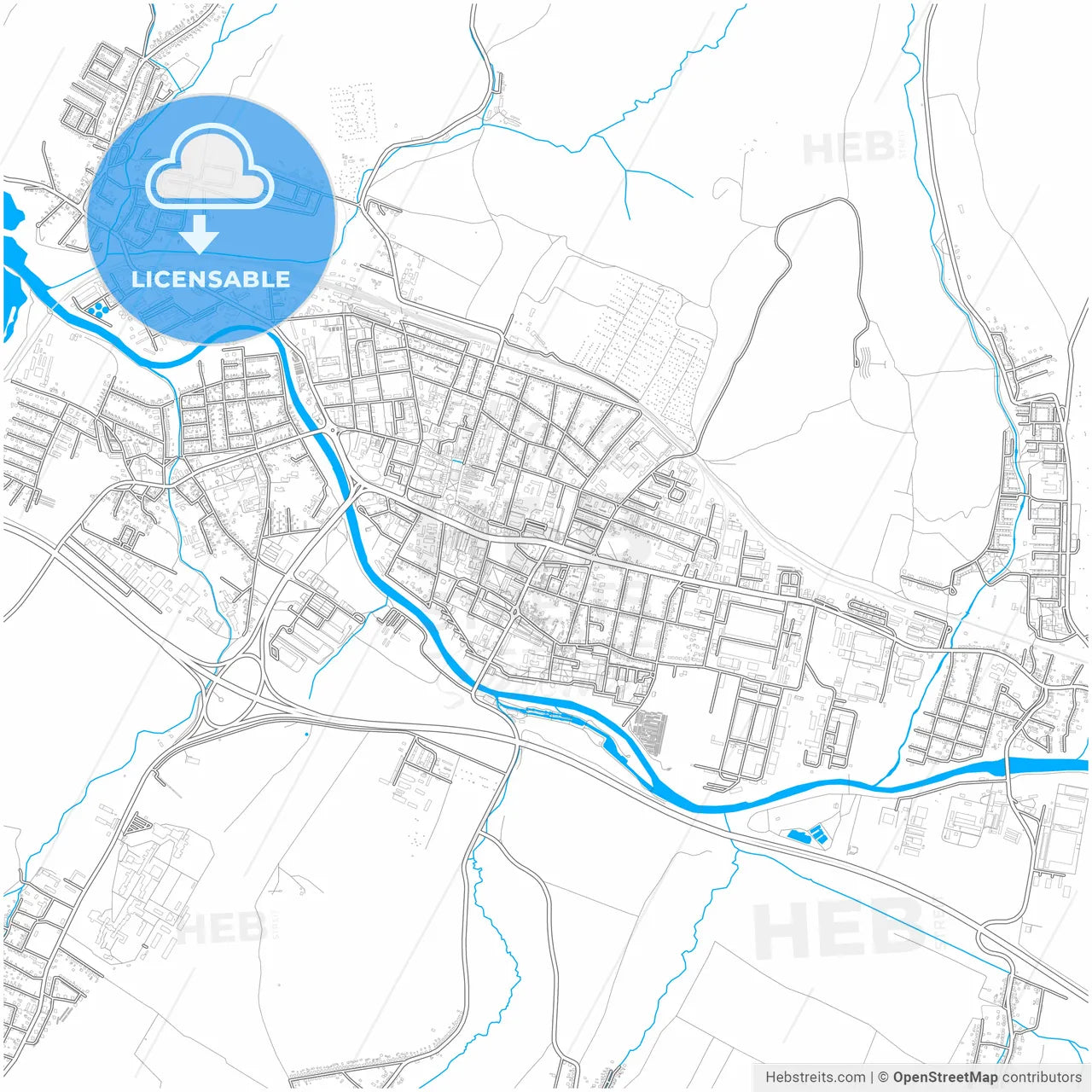 Liptovský Mikuláš, Žilina Region, Slovakia, city map with high resolution roads.