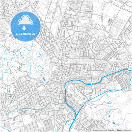 Ljubljana, Slovenia, city map with high resolution roads.