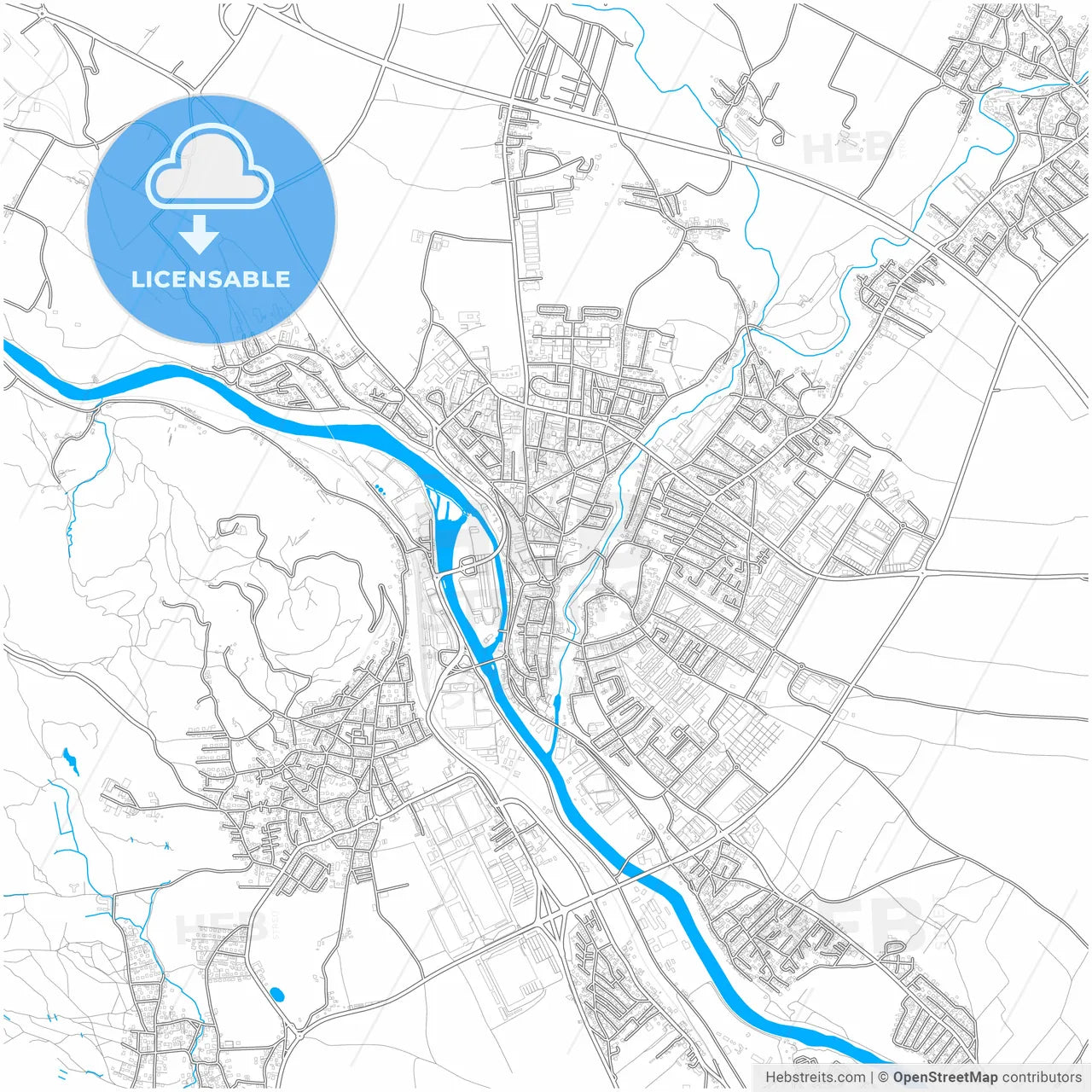 Kranj, Slovenia, city map with high resolution roads.