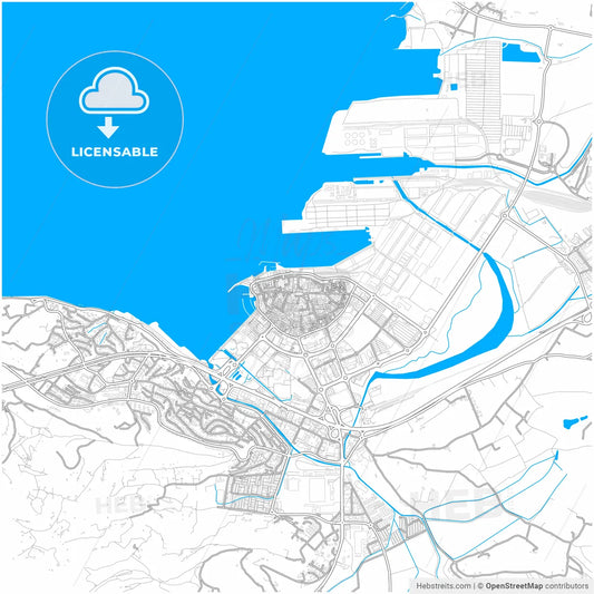 Koper, Slovenia, city map with high resolution roads.