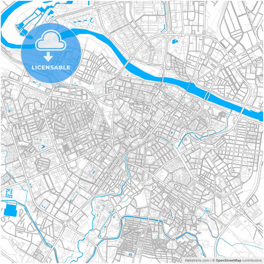 Zaragoza, Spain, city map with high resolution roads.
