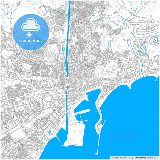 Málaga, Spain, city map with high resolution roads.