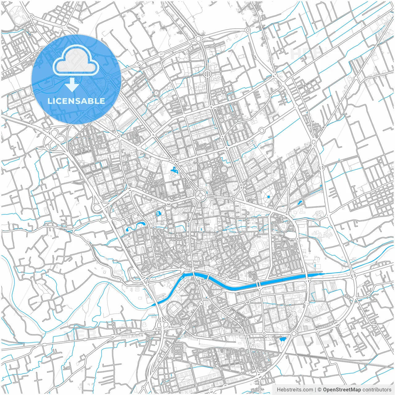 Murcia, Spain, city map with high resolution roads.