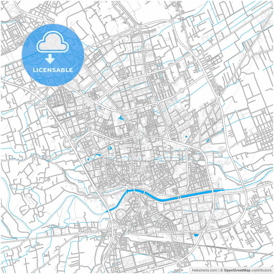 Murcia, Spain, city map with high resolution roads.