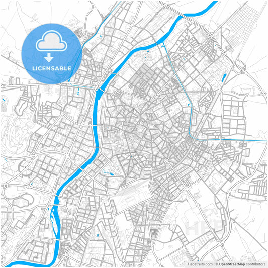 Valladolid, Spain, city map with high resolution roads.