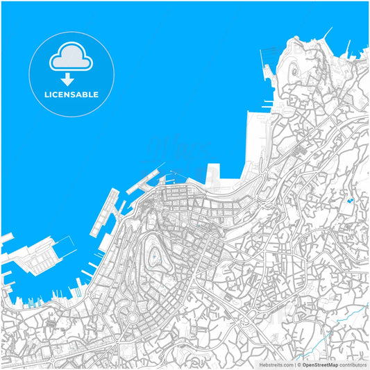 Vigo, Pontevedra, Spain, city map with high resolution roads.