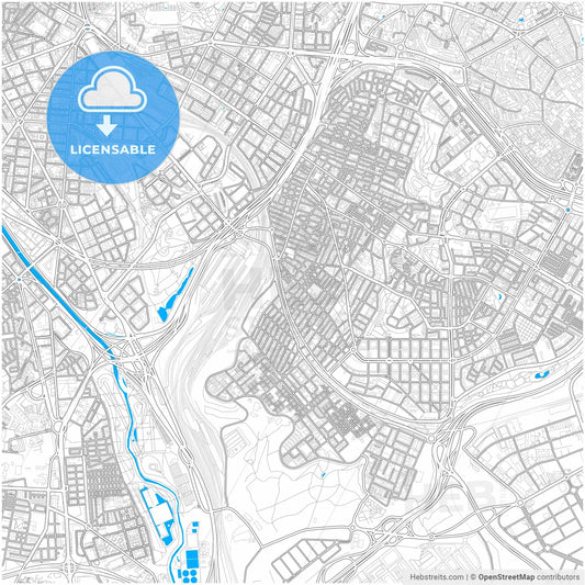 Puente de Vallecas, Madrid, Spain, city map with high resolution roads.