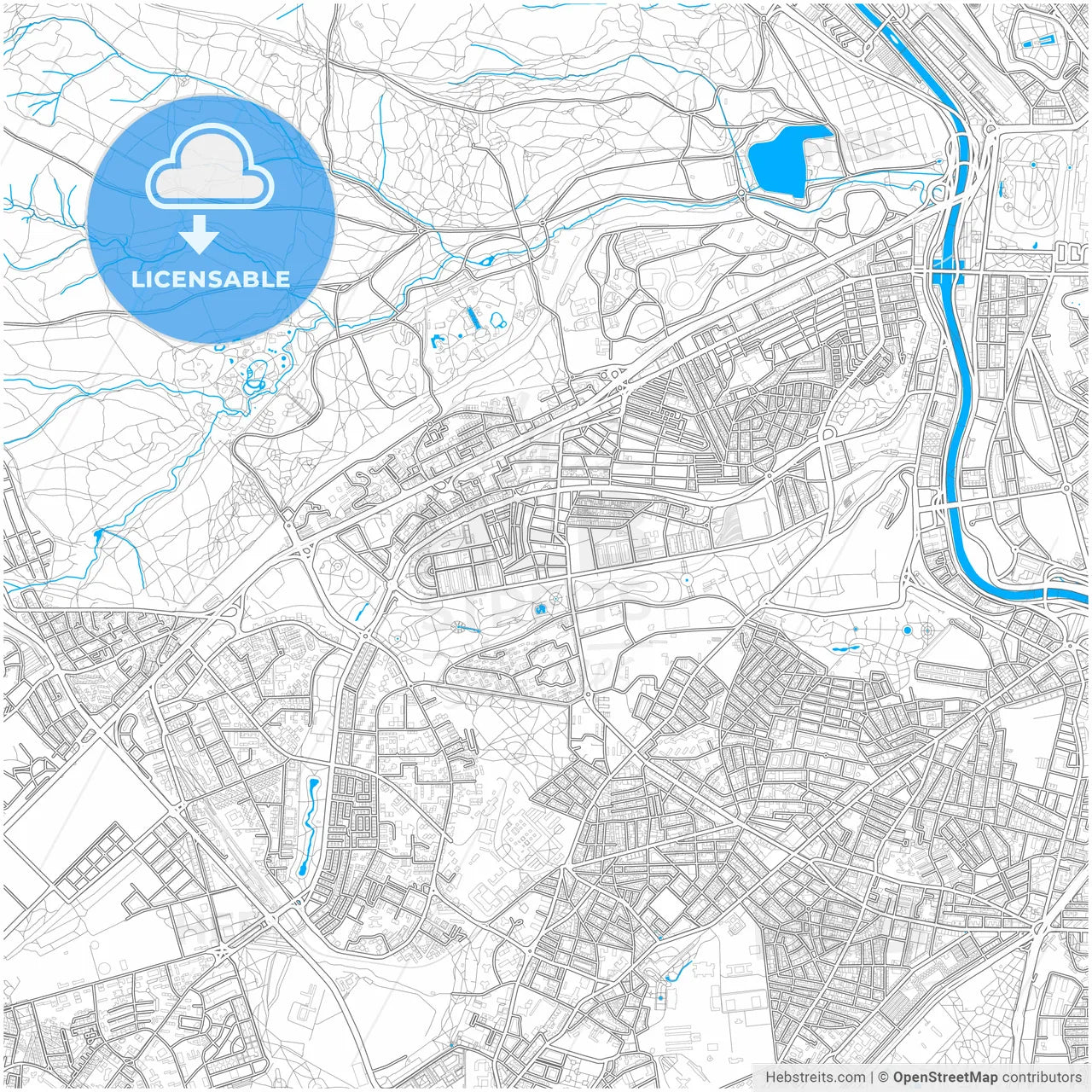 Latina, Madrid, Spain, city map with high resolution roads.