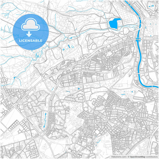 Latina, Madrid, Spain, city map with high resolution roads.