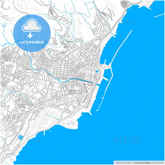 Santa Cruz de Tenerife, Spain, city map with high resolution roads.