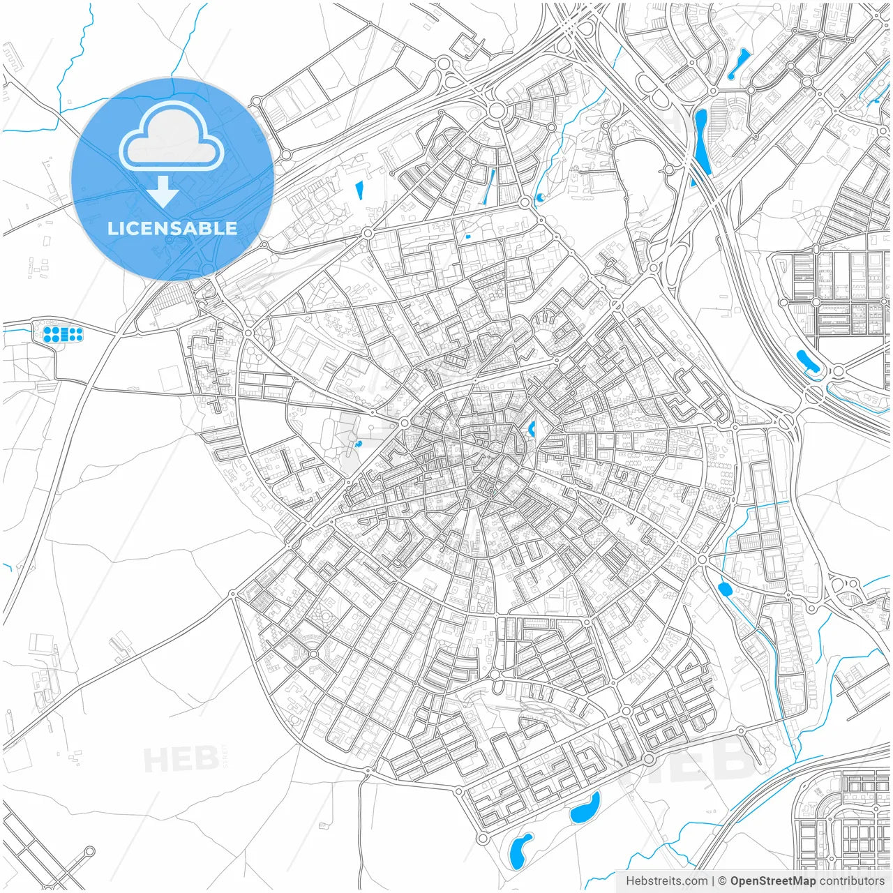 Móstoles, Madrid, Spain, city map with high resolution roads.