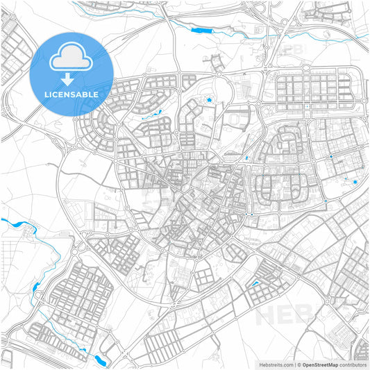 Leganés, Madrid, Spain, city map with high resolution roads.