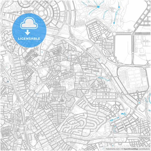 Hortaleza, Madrid, Spain, city map with high resolution roads.