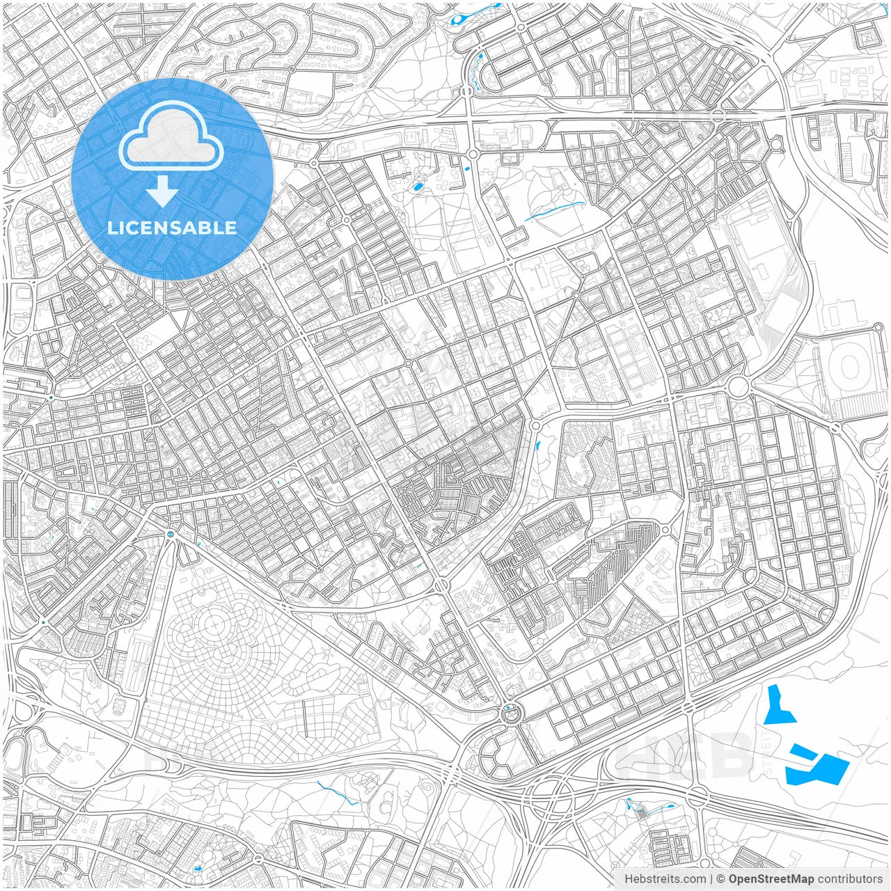 San Blas, Madrid, Spain, city map with high resolution roads.