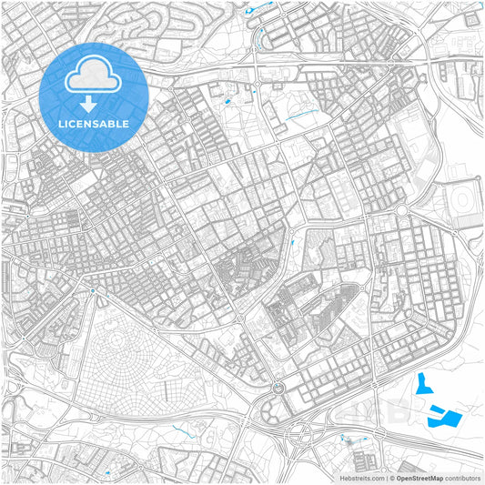 San Blas, Madrid, Spain, city map with high resolution roads.