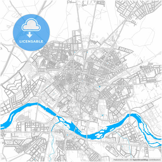 Salamanca, Spain, city map with high resolution roads.