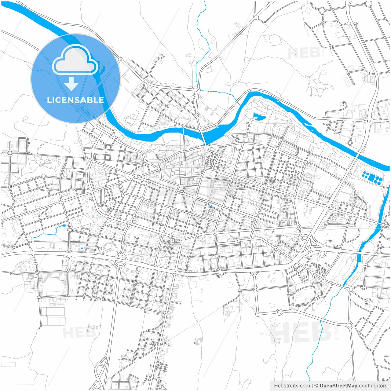 Logroño, La Rioja, Spain, city map with high resolution roads.