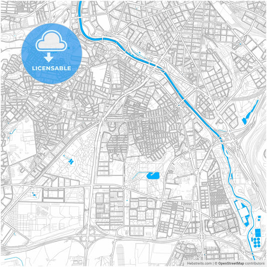 Usera, Madrid, Spain, city map with high resolution roads.