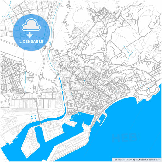 Tarragona, Spain, city map with high resolution roads.