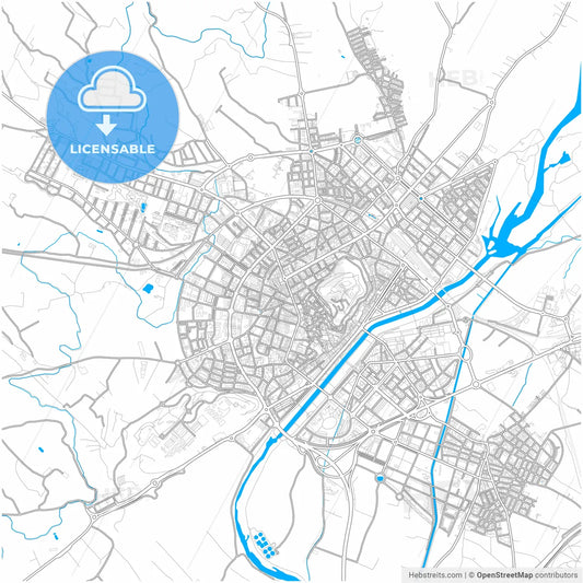 Lleida, Spain, city map with high resolution roads.