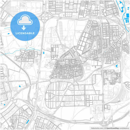 Villaverde, Madrid, Spain, city map with high resolution roads.