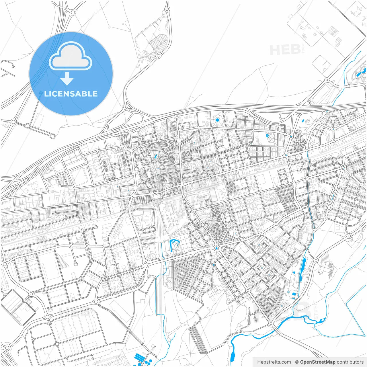 Torrejón de Ardoz, Madrid, Spain, city map with high resolution roads.