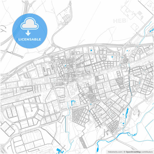 Torrejón de Ardoz, Madrid, Spain, city map with high resolution roads.