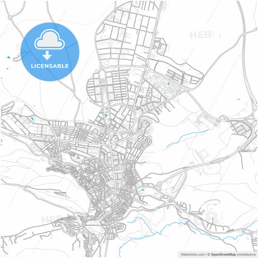 Jaén, Spain, city map with high resolution roads.