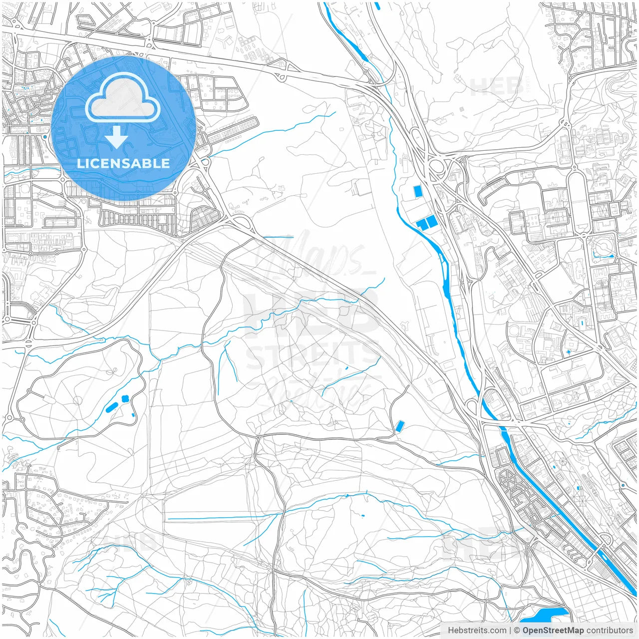Moncloa-Aravaca, Madrid, Spain, city map with high resolution roads.