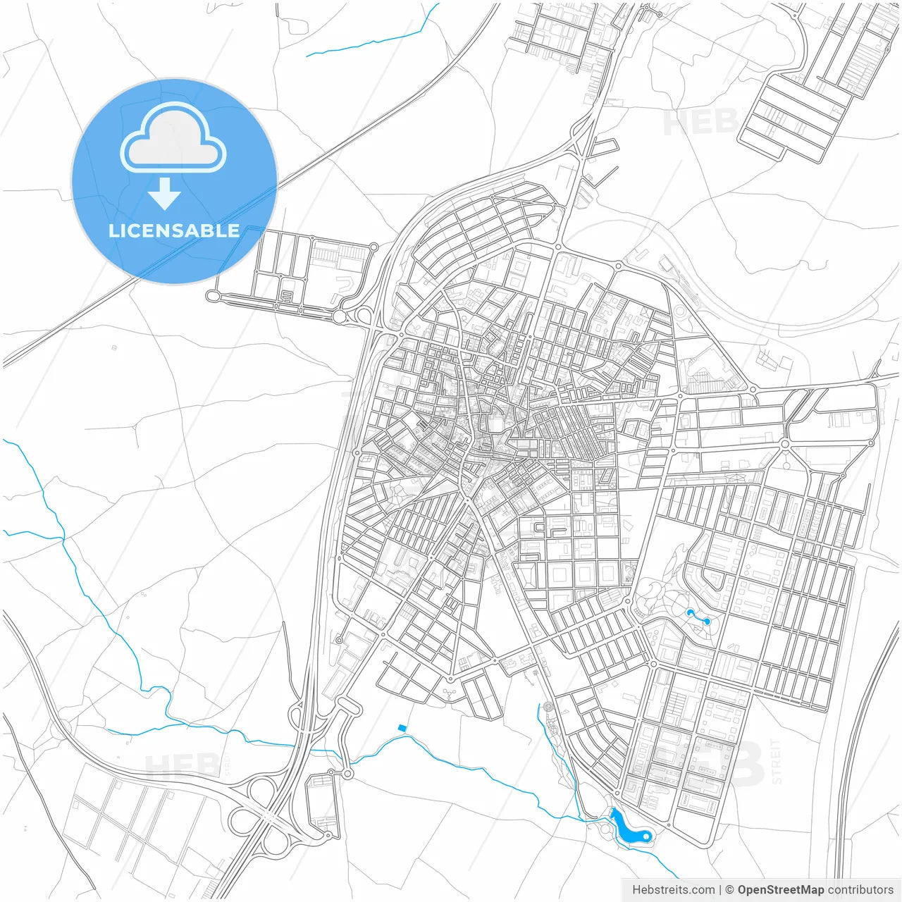 Parla, Madrid, Spain, city map with high resolution roads.