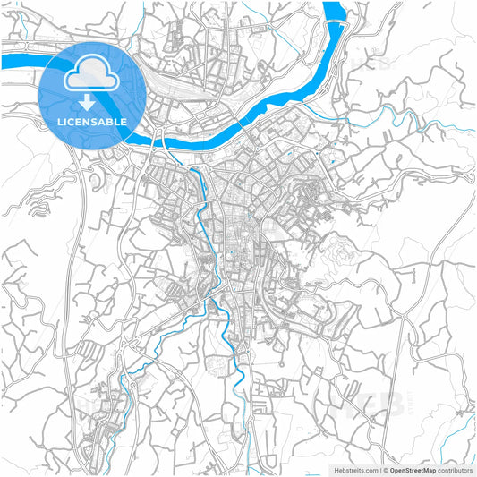 Ourense, Province of Ourense, Spain, city map with high resolution roads.