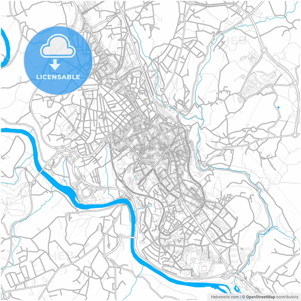 Lugo, Spain, city map with high resolution roads.