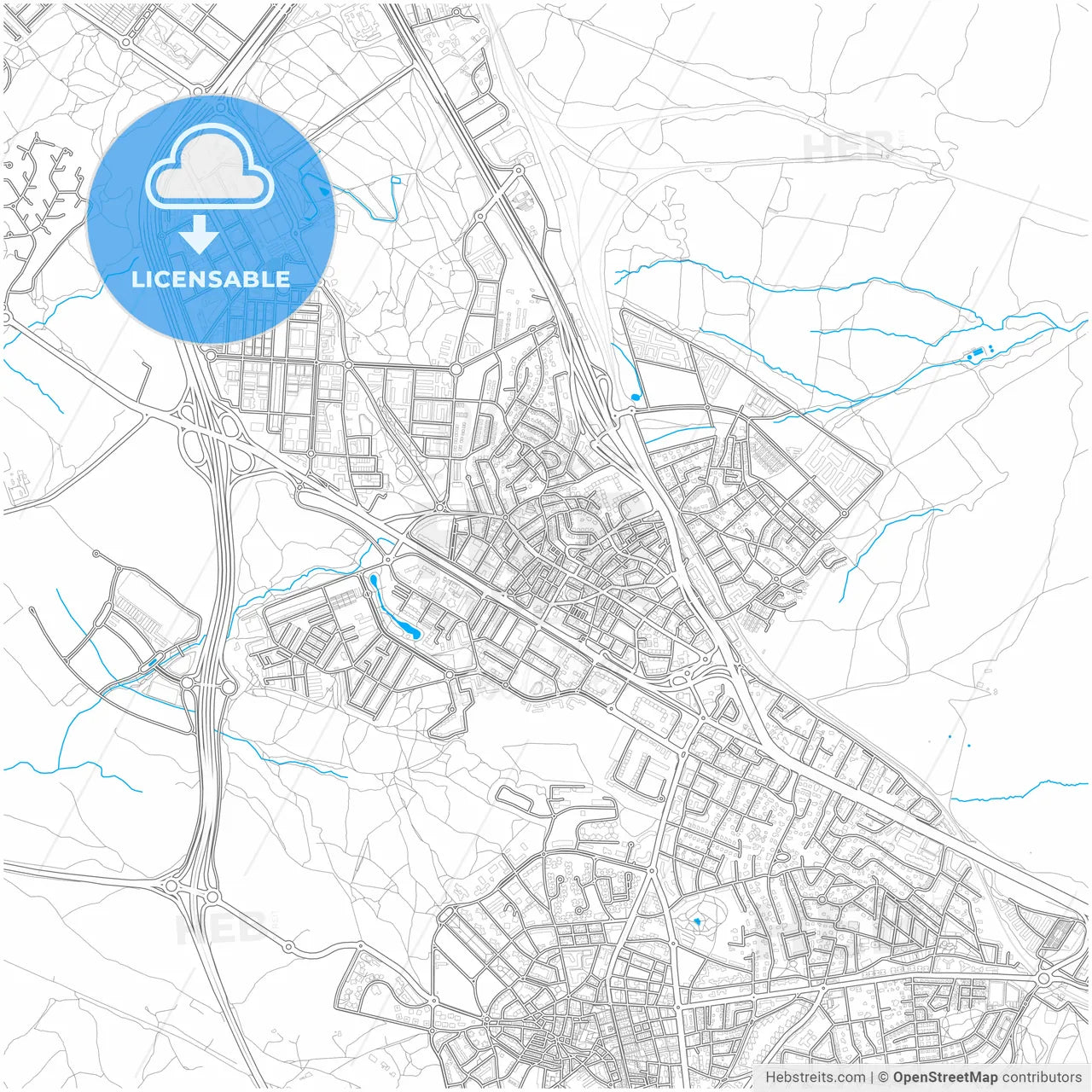 Las Rozas de Madrid, Madrid, Spain, city map with high resolution roads.