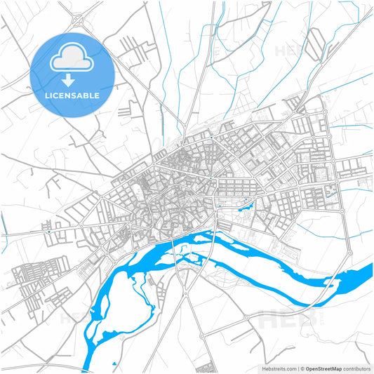 Talavera de la Reina, Toledo, Spain, city map with high resolution roads.