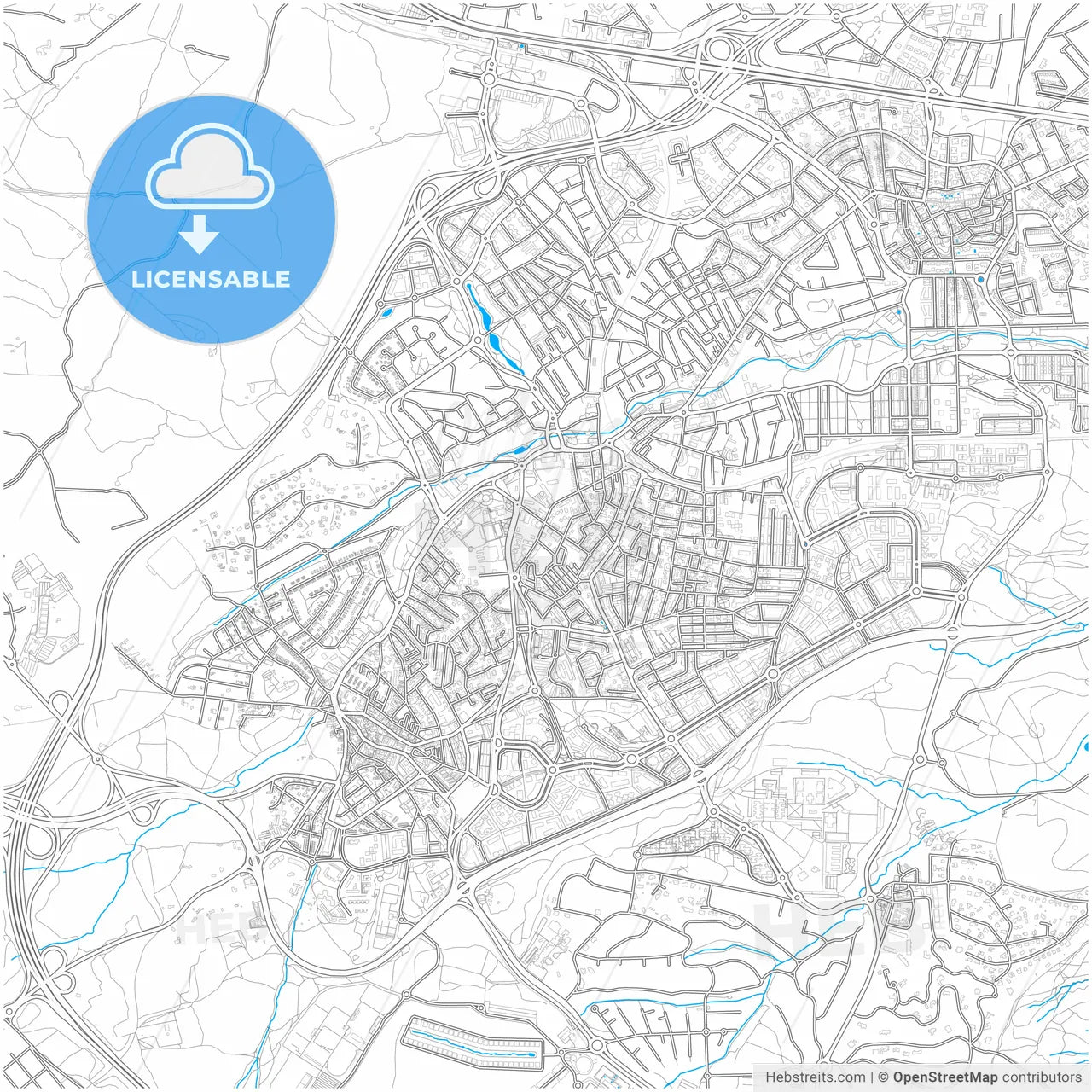 Pozuelo de Alarcón, Madrid, Spain, city map with high resolution roads.