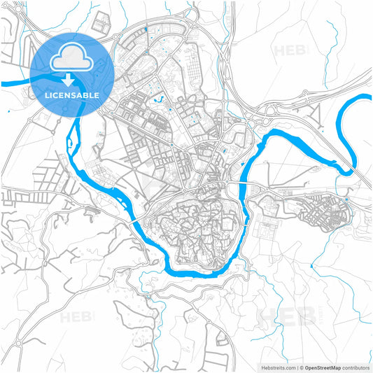 Toledo, Spain, city map with high resolution roads.