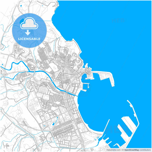 Melilla, Spain, city map with high resolution roads.