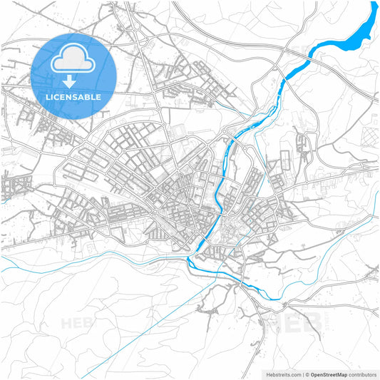 Ponferrada, León, Spain, city map with high resolution roads.