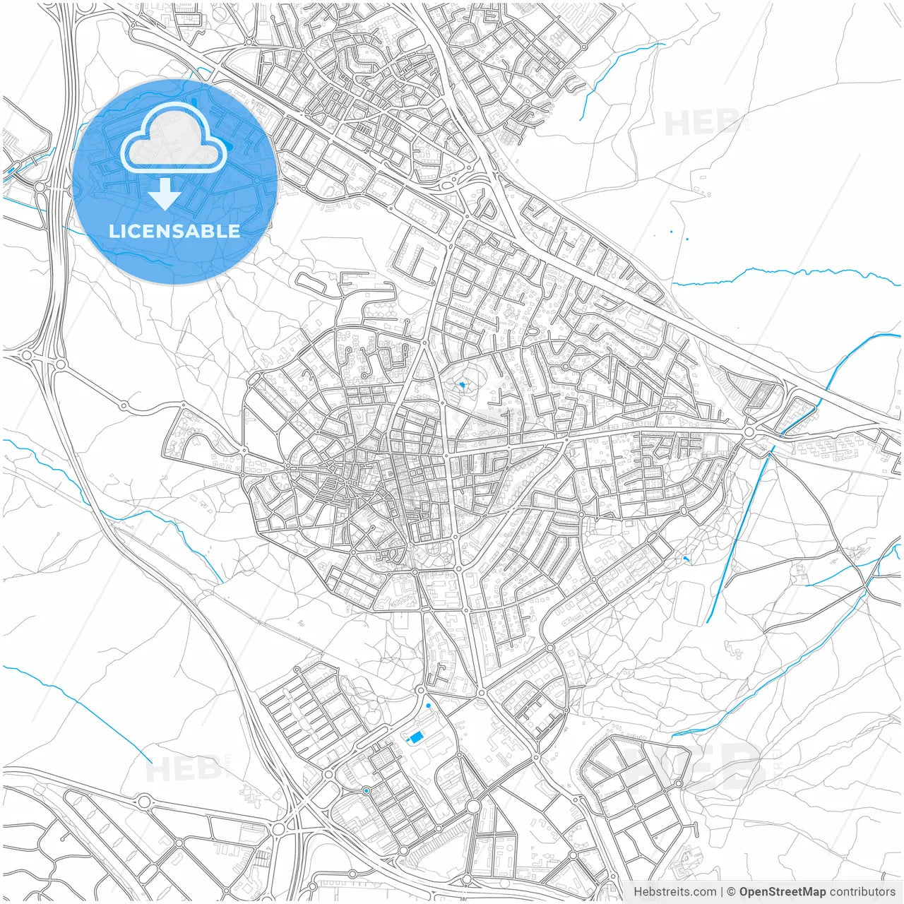 Majadahonda, Madrid, Spain, city map with high resolution roads.