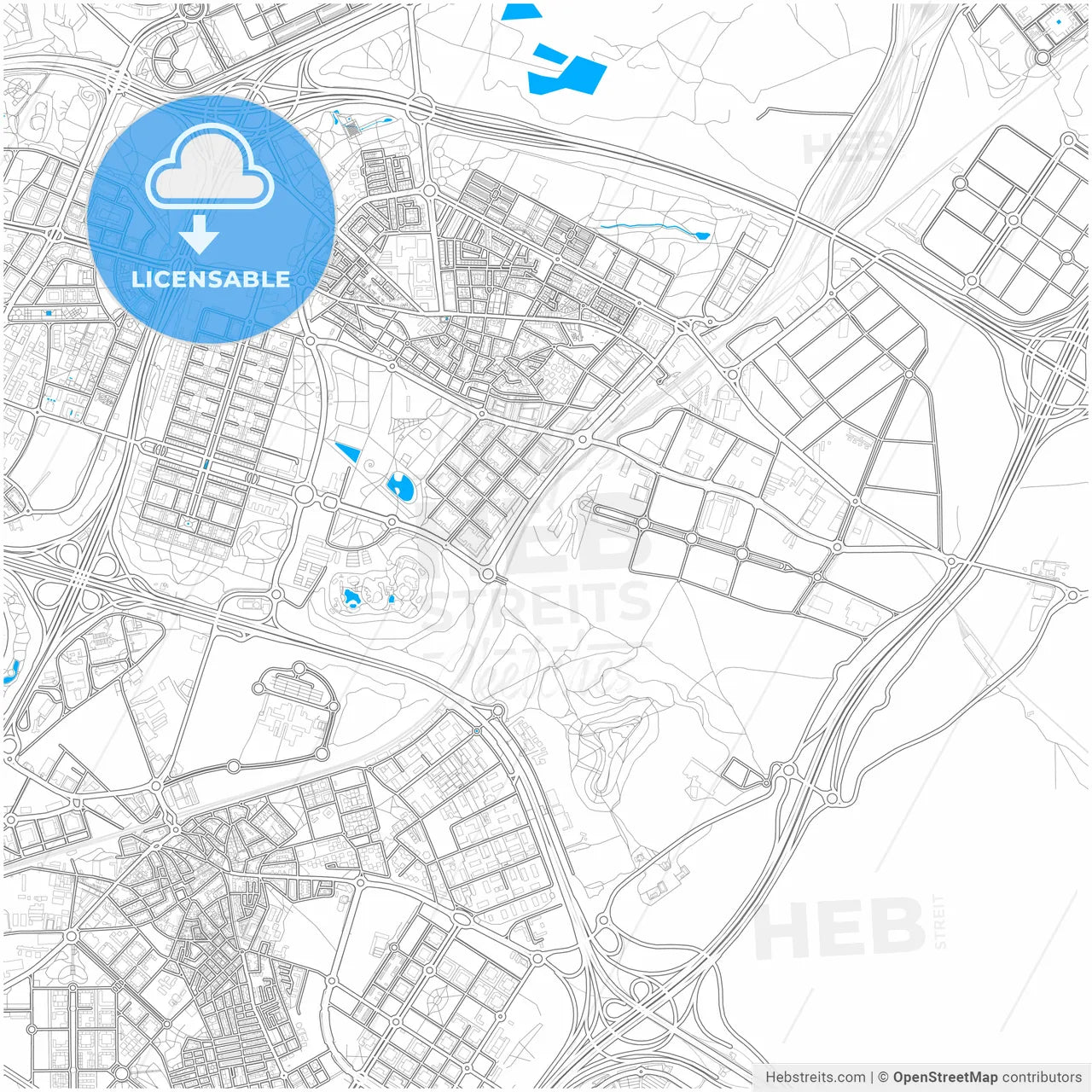 Vicálvaro, Madrid, Spain, city map with high resolution roads.