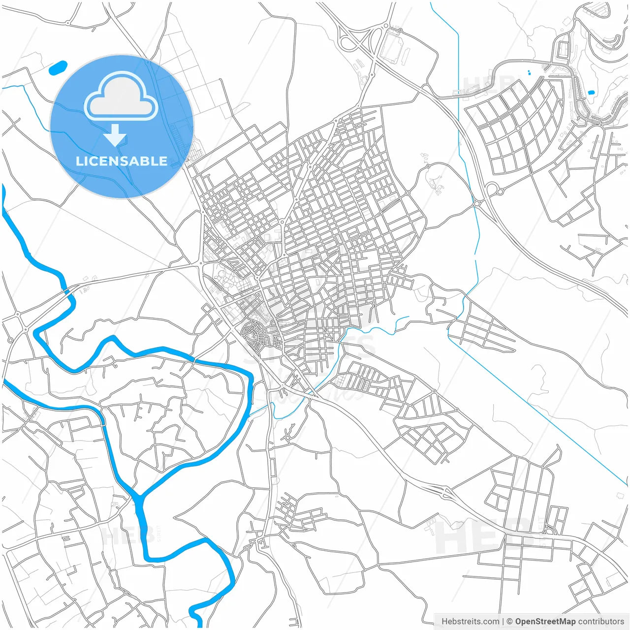 Molina de Segura, Murcia, Spain, city map with high resolution roads.
