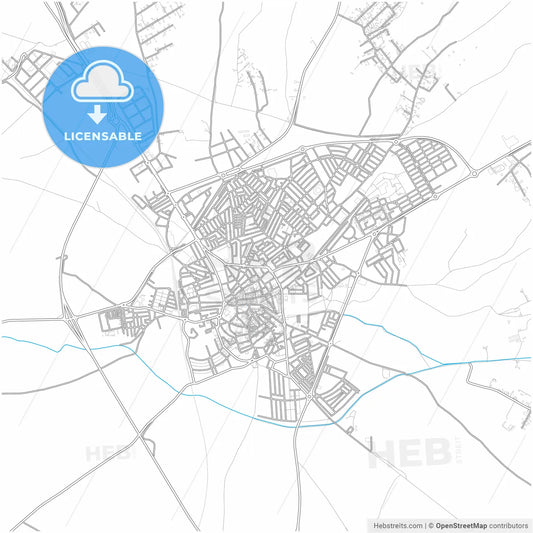 Utrera, Seville, Spain, city map with high resolution roads.