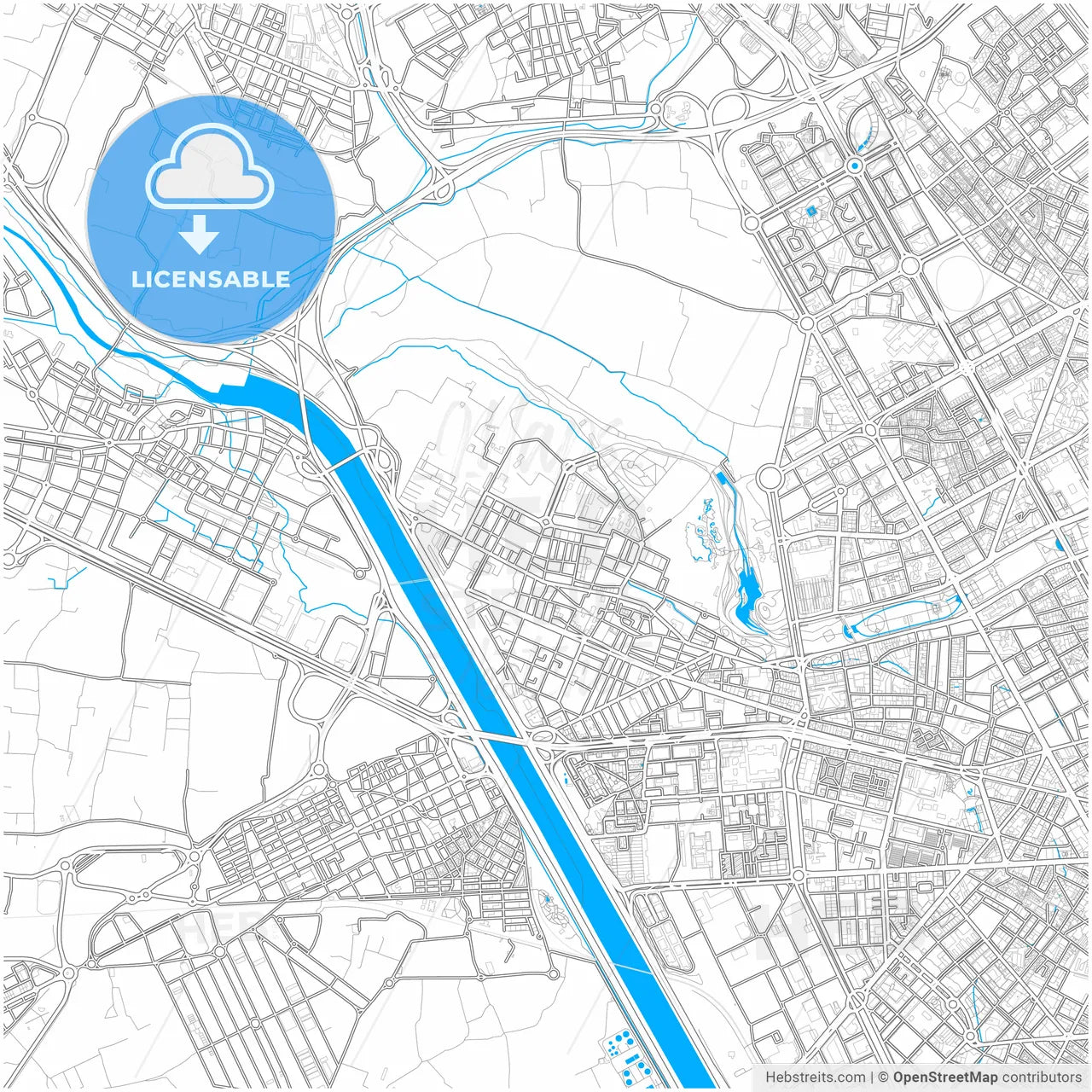 Mislata, Valencia, Spain, city map with high resolution roads.