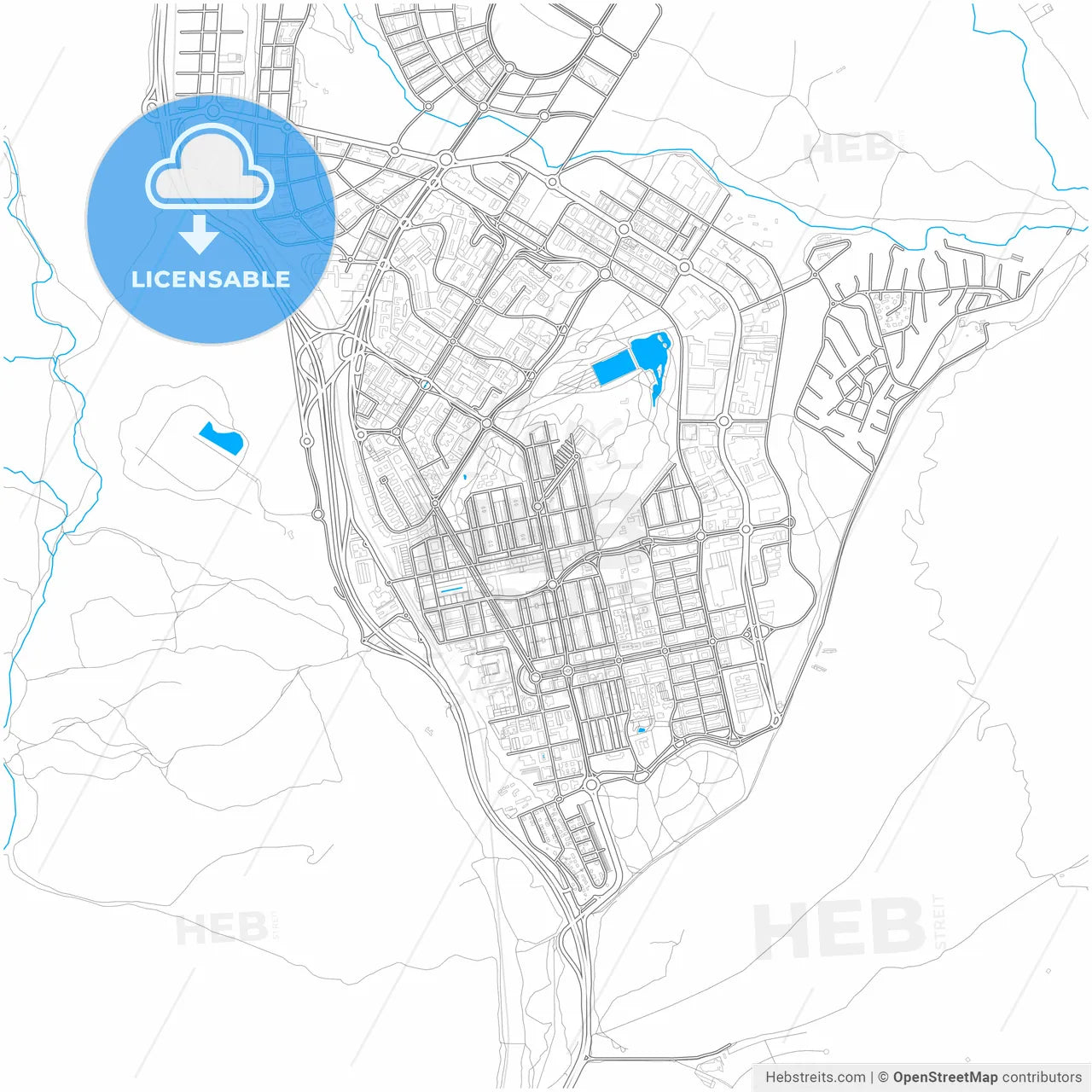Tres Cantos, Madrid, Spain, city map with high resolution roads.