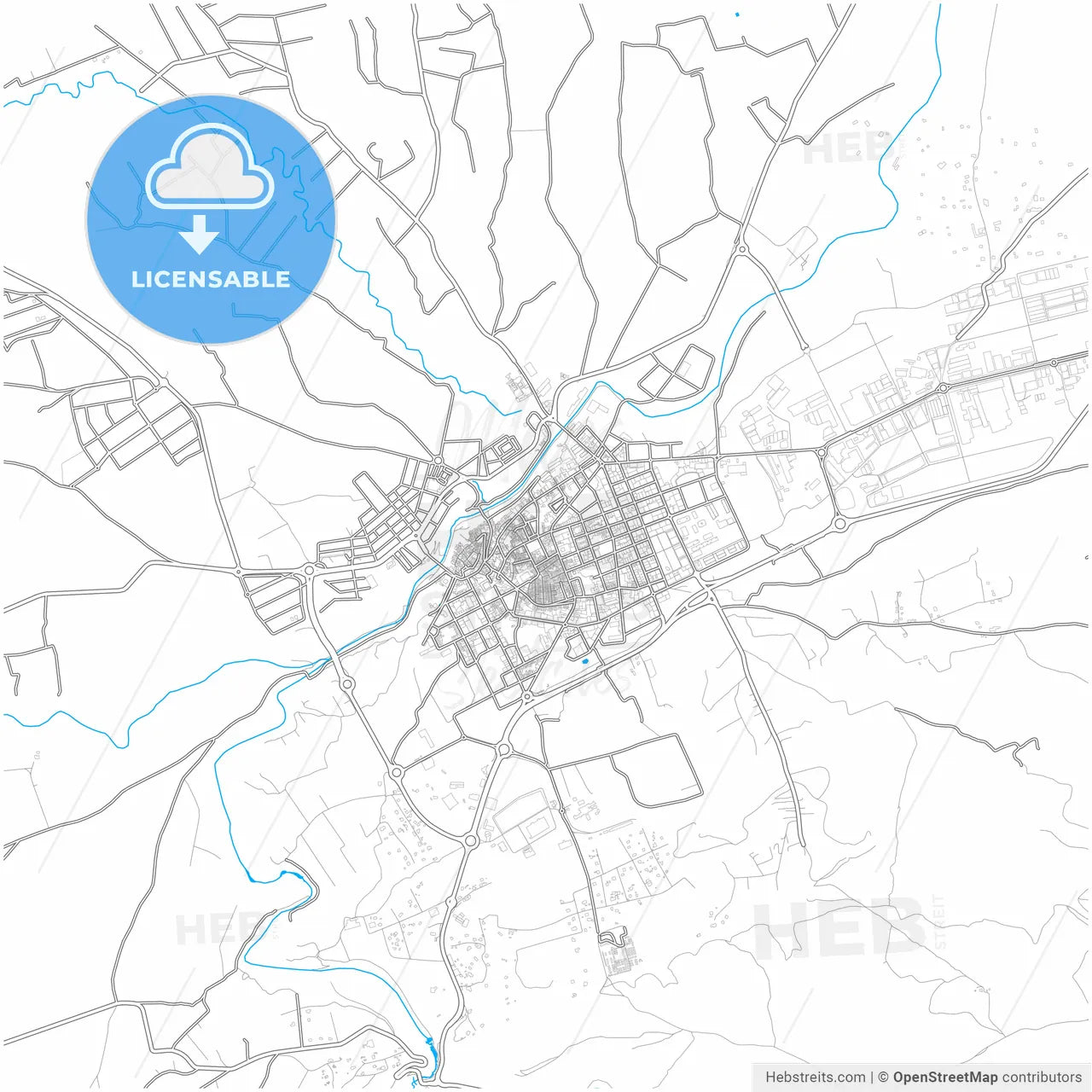 Ontinyent, Valencia, Spain, city map with high resolution roads.