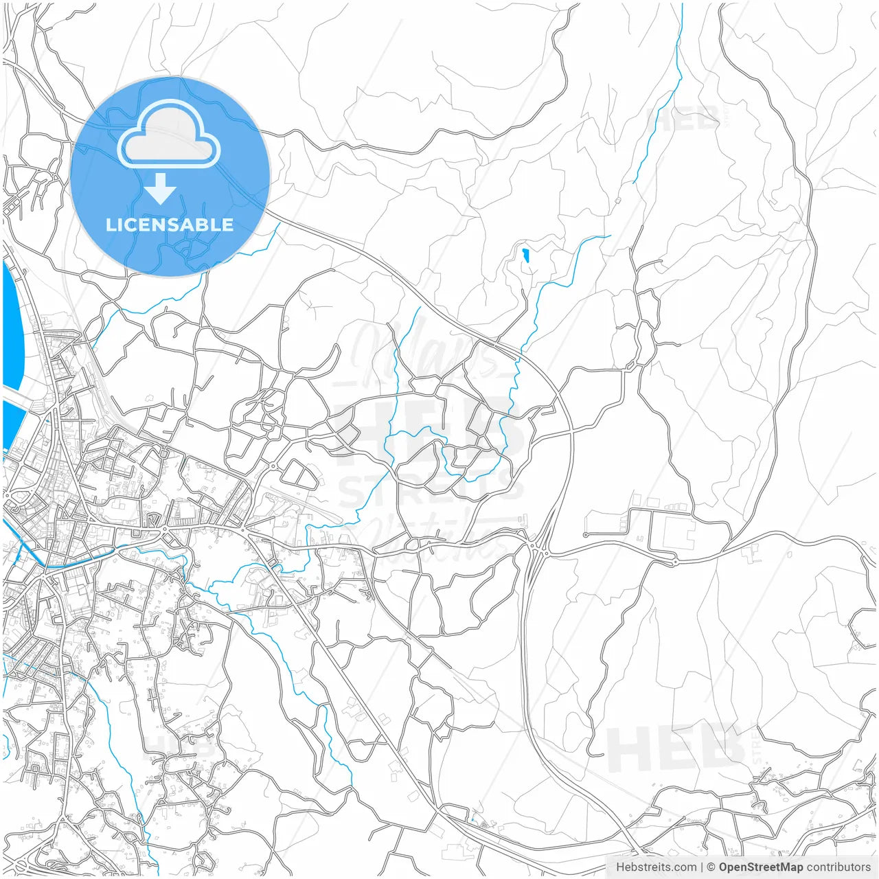 Vilagarcía de Arousa, Pontevedra, Spain, city map with high resolution roads.