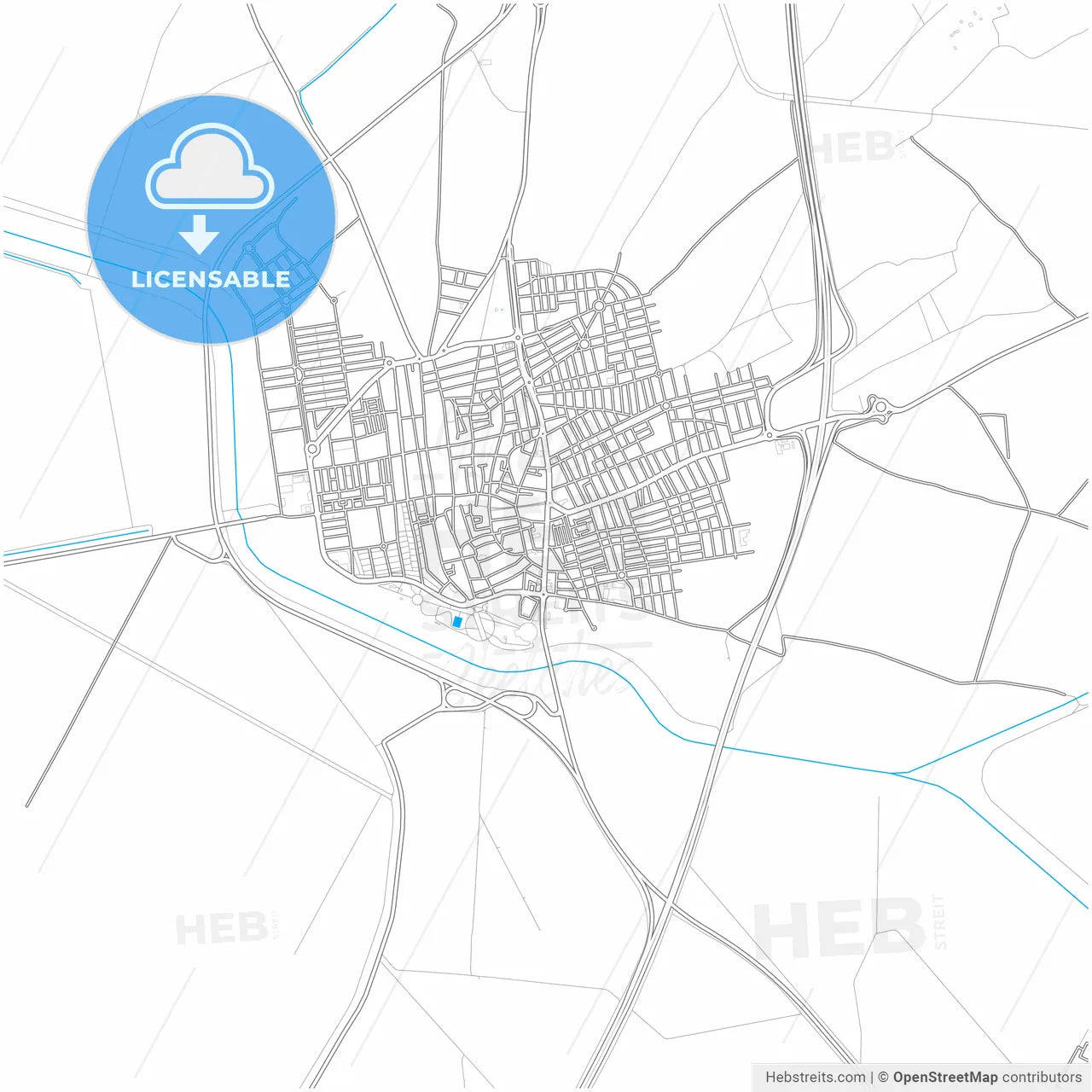 Los Palacios y Villafranca, Seville, Spain, city map with high resolution roads.