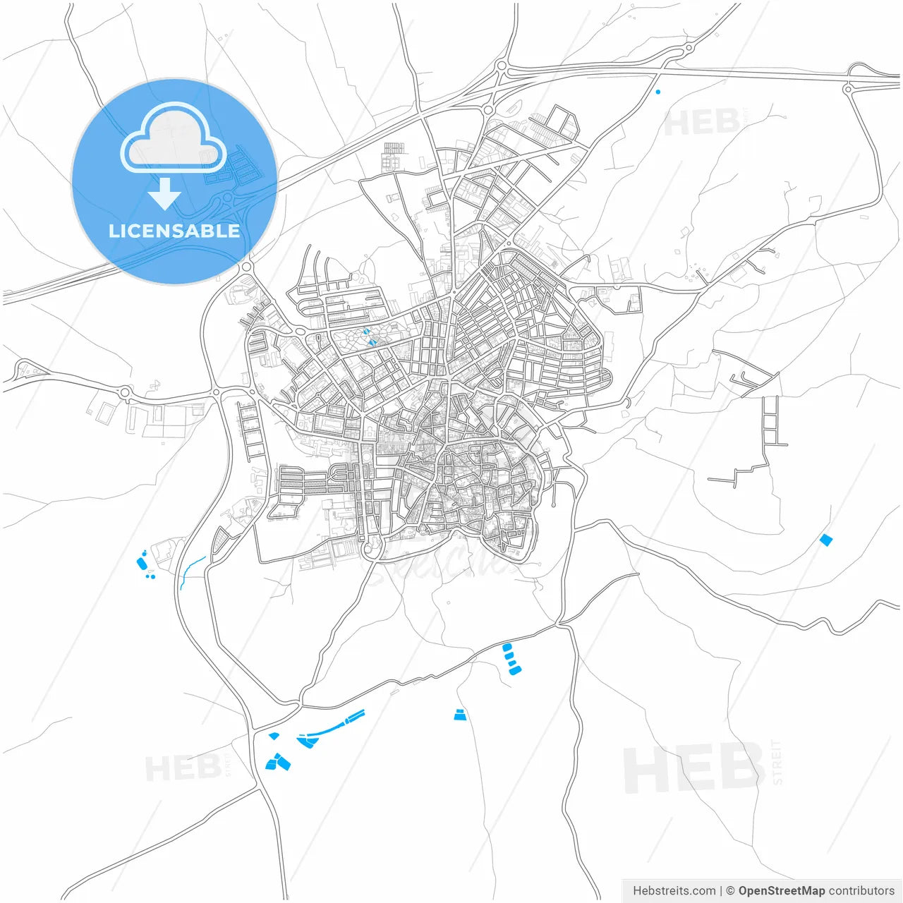 Úbeda, Jaén, Spain, city map with high resolution roads.