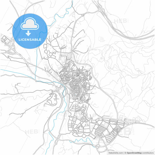 Teruel, Spain, city map with high resolution roads.